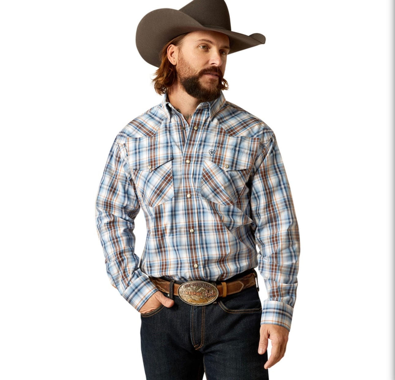 Ariat Pro Ryland Snap Shirt for Men - Western Work Shirt with Snap Buttons & Comfort Fit - Perfect for Ranch Work, Rodeo & Outdoor Activities