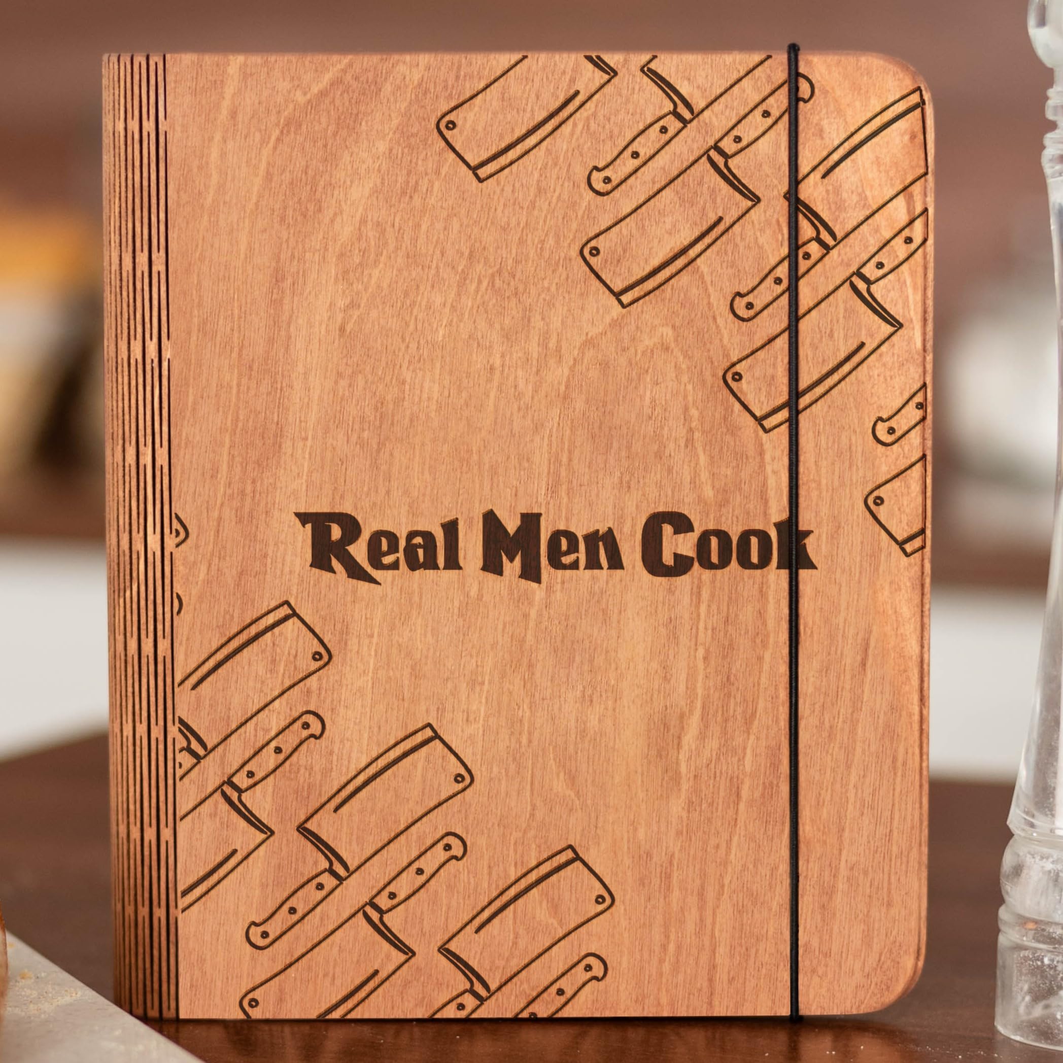 ENJOY THE WOOD Personalized Wooden Recipe Book Binder - Custom Family Cookbook Journal & Sketchbook Organizer - Large A4 Size for Home Kitchen, Gift Giving & Recipe Collection
