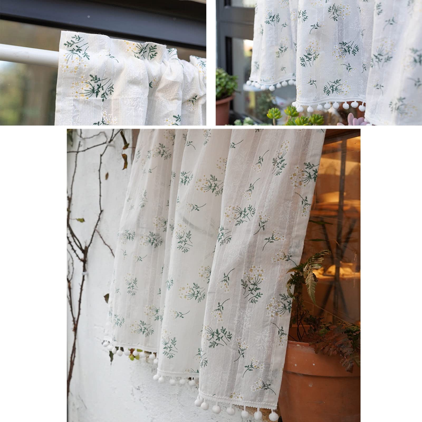 Farmhouse Kitchen Curtain Valances - 1 Piece Short Cafe Curtains for Half Windows - Bathroom & Cabinet Door Drapes - Rustic Home Decor for Kitchen, Dining Room & Farmhouse Style Interiors