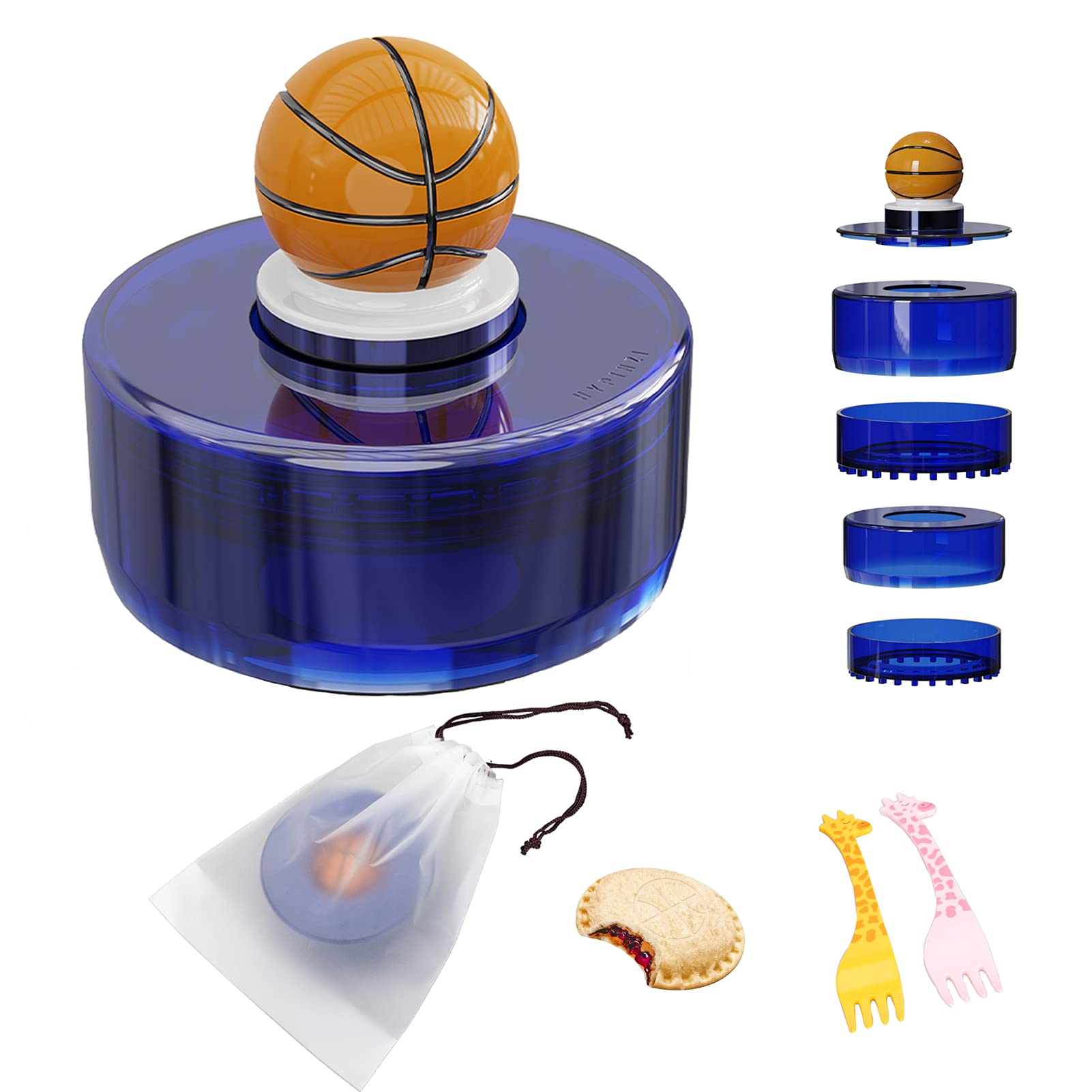5-Piece Sandwich Cutter and Sealer Set - Uncrustables Maker with Basketball Handle - Kids Lunch Box Tool for Bento, School Snacks & Picnics (Blue) - Perfect for School Lunches, Parties, and On-the-Go Meals