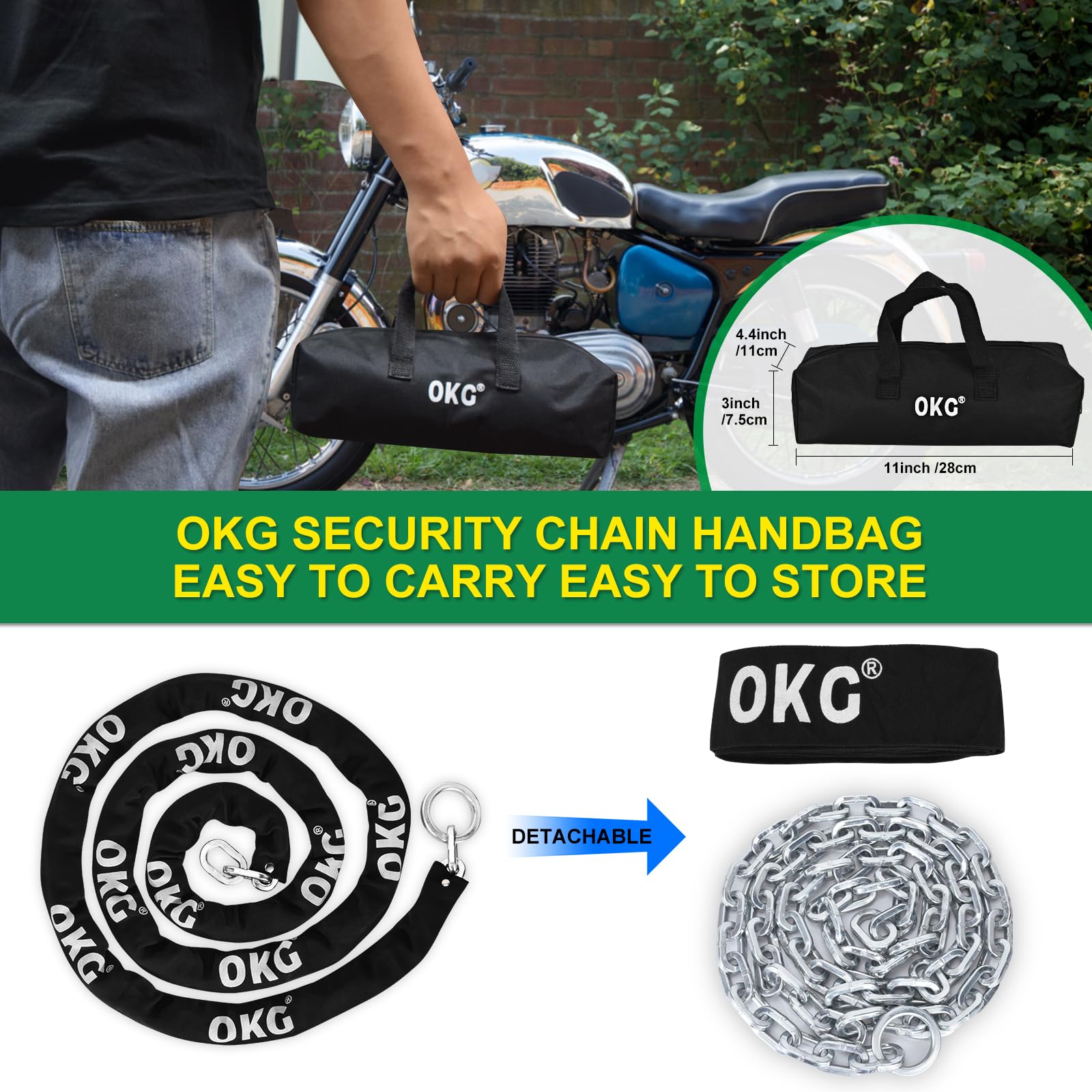 OKG 10-Foot Extra Long Heavy Duty Security Chain - 3/8