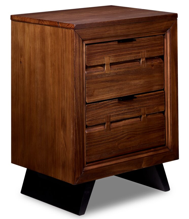 Rustic Brown Camila Night Stand - Bedside Table with Storage Shelf for Bedroom, Living Room, or Office