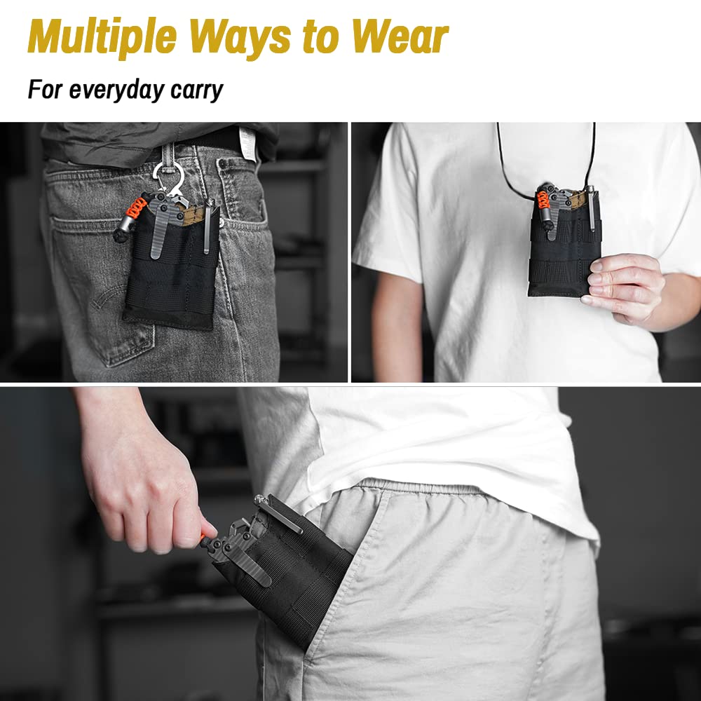 VIPERADE VE9 EDC Pocket Organizer - Tactical Multitool Sheath with 3 Slip Pockets & Patch Area for DIY | Compact Everyday Carry Pouch for Men's Outdoor Activities, Hiking, Camping & Daily Essentials