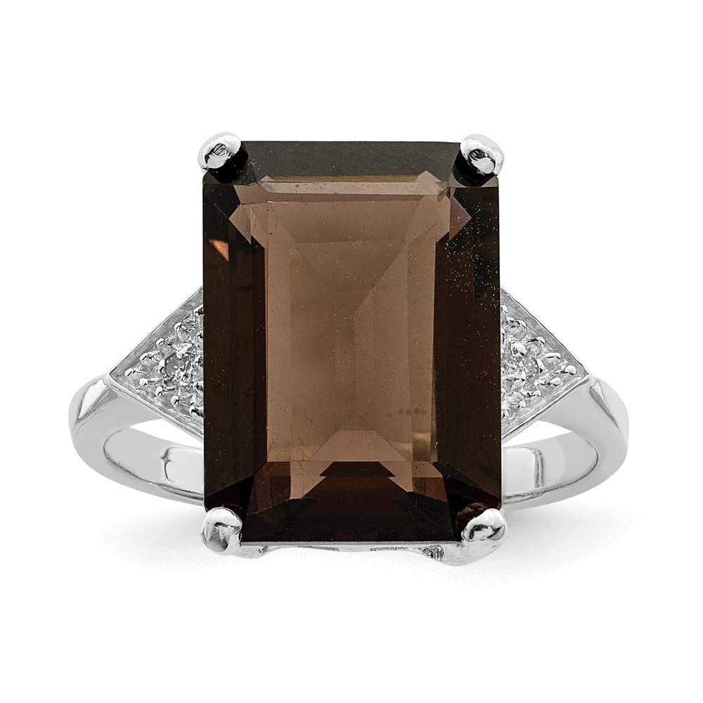 925 Sterling Silver Chocolate Brown Smoky Quartz & Diamond Engagement Ring (0.01ct) - Elegant Promise Ring for Women, Perfect for Proposals, Anniversaries & Special Occasions