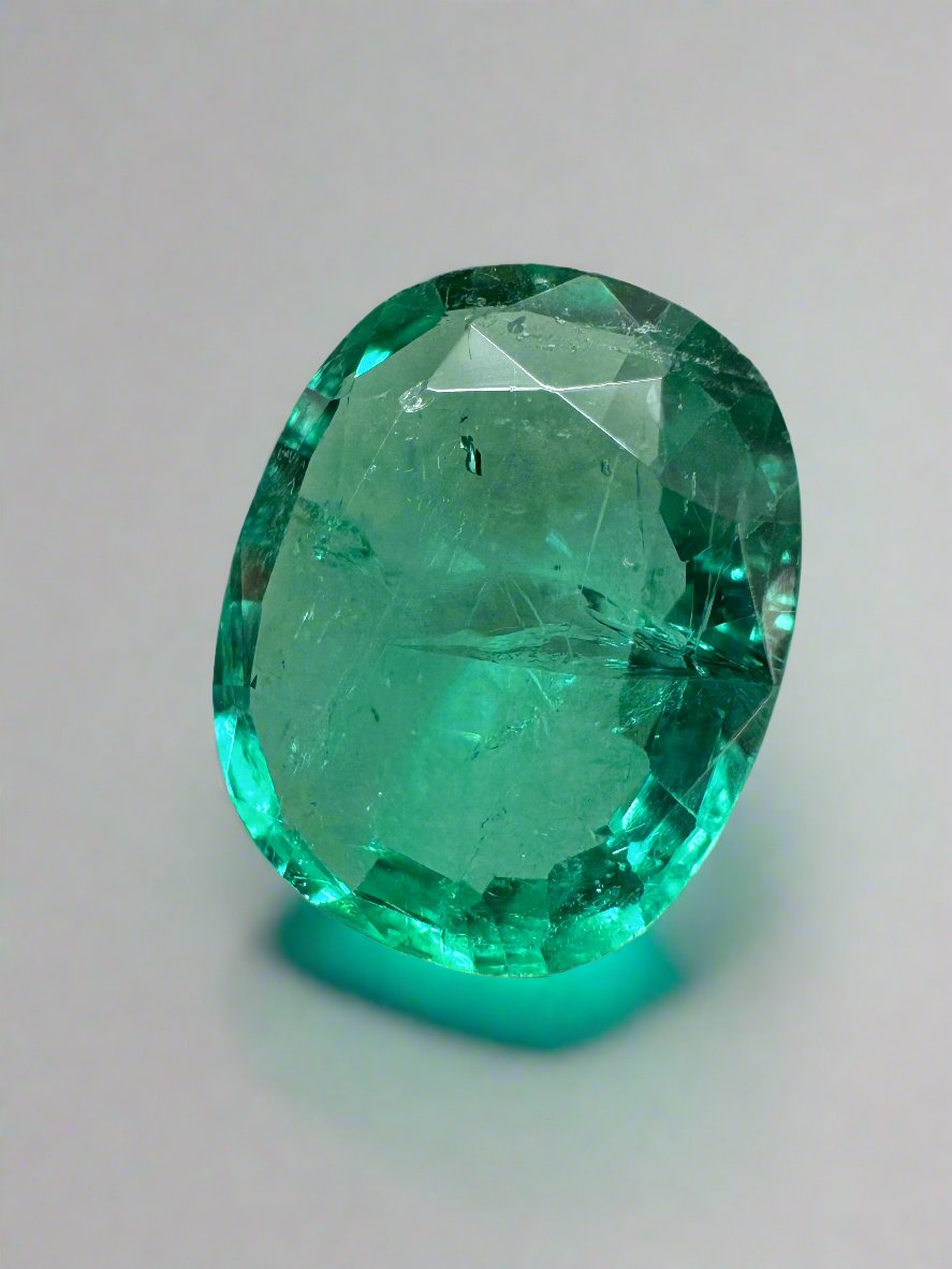 5.09 Carat 13x11mm Natural Zambian Emerald - Bubbly Hybrid Cushion/Oval Cut Loose Gemstone for Jewelry Making & Engagement Rings