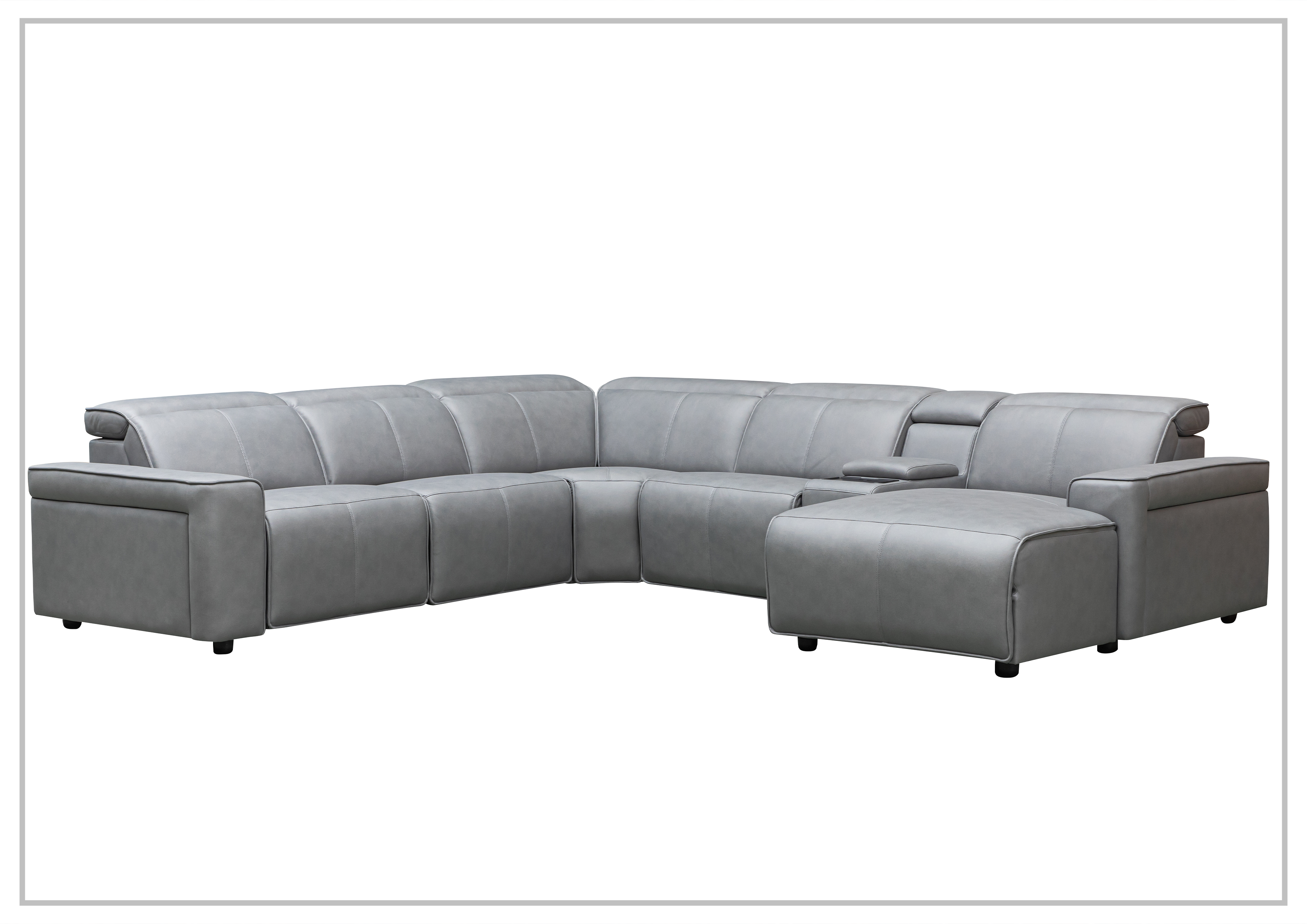 Klaussner Leonardo 6-Piece Power Recliner Sectional Sofa Set with USB Charging - Modern L-Shaped Living Room Furniture for Home Theater & Family Gatherings