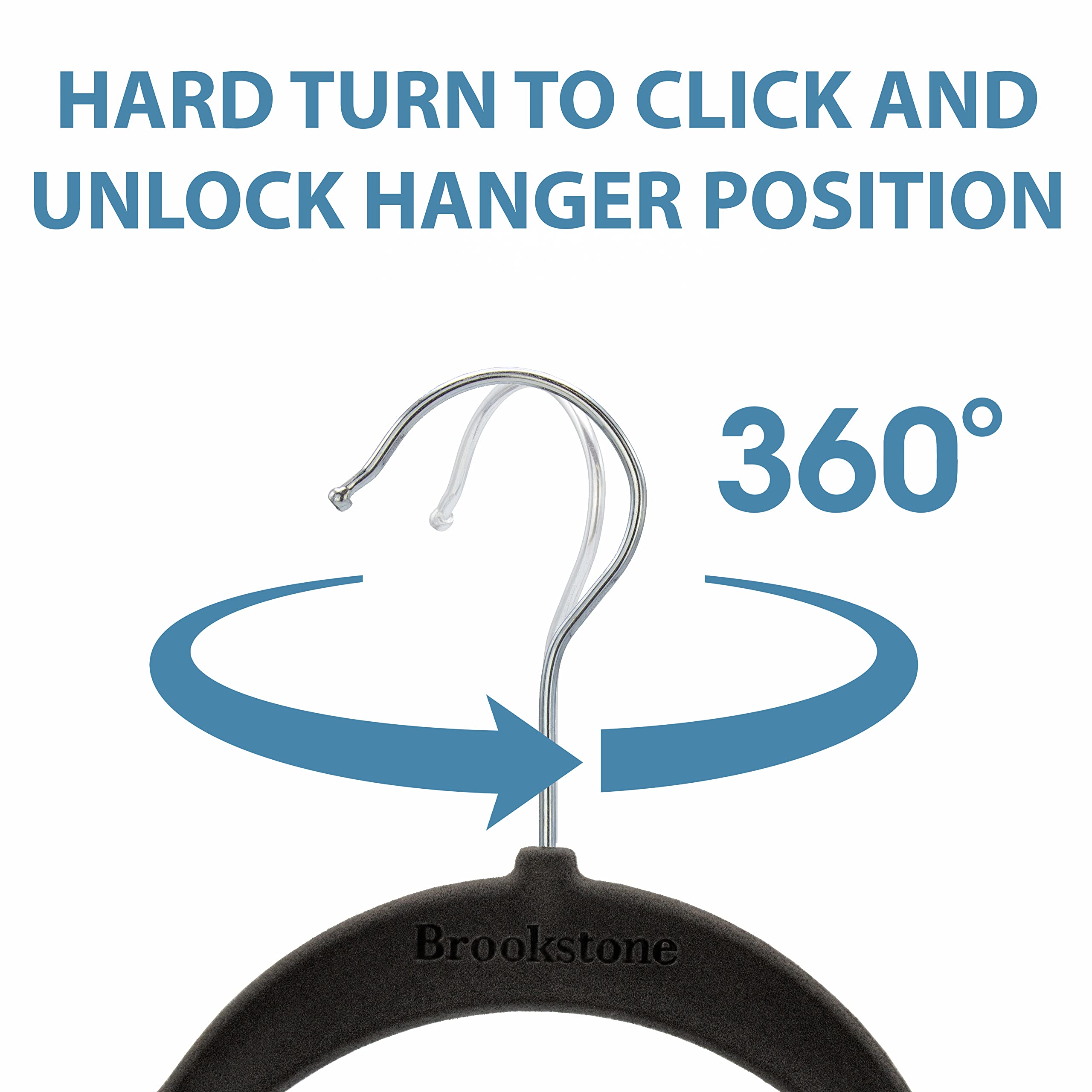 BROOKSTONE 25 Pack Velvet Hangers - Non-Slip 360° Swivel Hook, Lightweight Slim Space Saving Closet Organizers for Shirts, Pants, Dresses & Coats - Strong Durable No Fabric Staining Garment Hangers