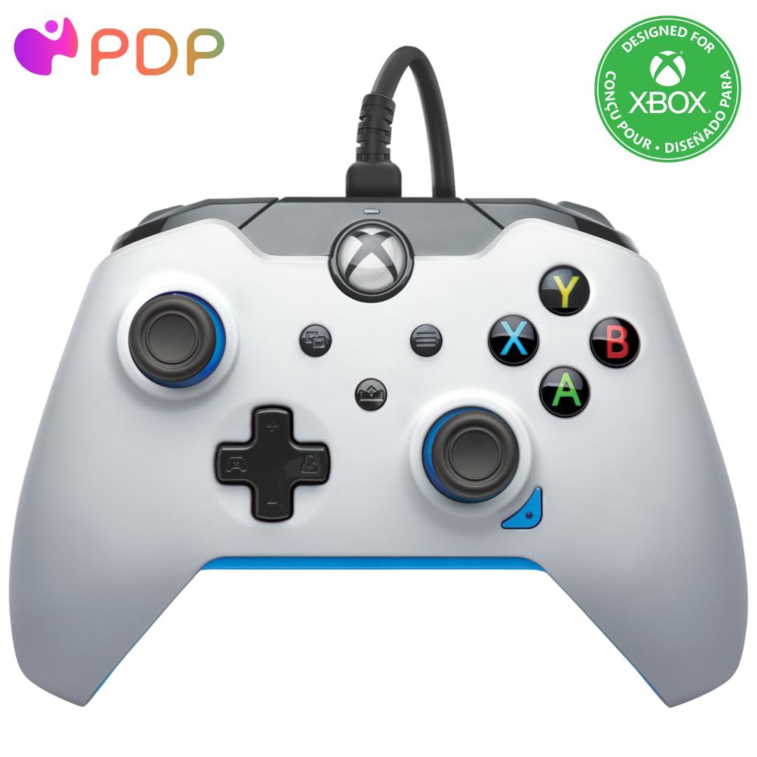 PDP Wired Controller for Xbox Series X/S & Xbox One - White Ion Gamepad with Enhanced Gaming Performance - Perfect for Competitive Gaming & Long Play Sessions