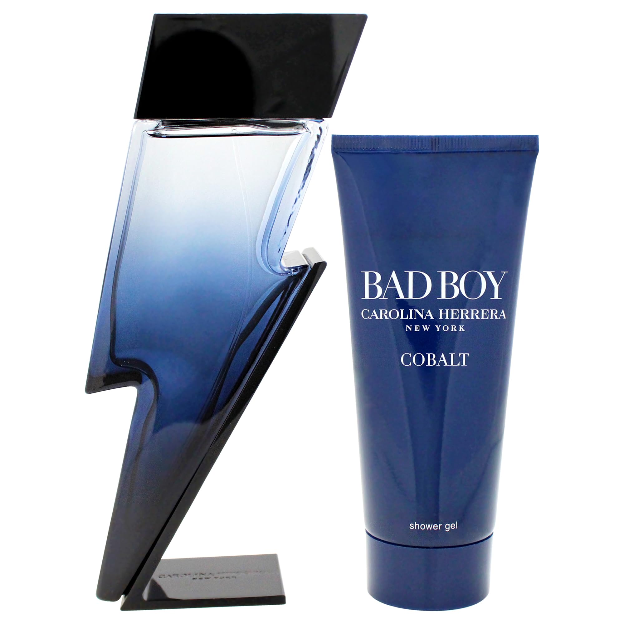 Carolina Herrera Bad Boy Cobalt Electrique Men's Fragrance Gift Set - 3.4oz EDP Spray & 3.4oz Shower Gel | Luxury Cologne & Body Wash Combo for Date Night & Special Occasions