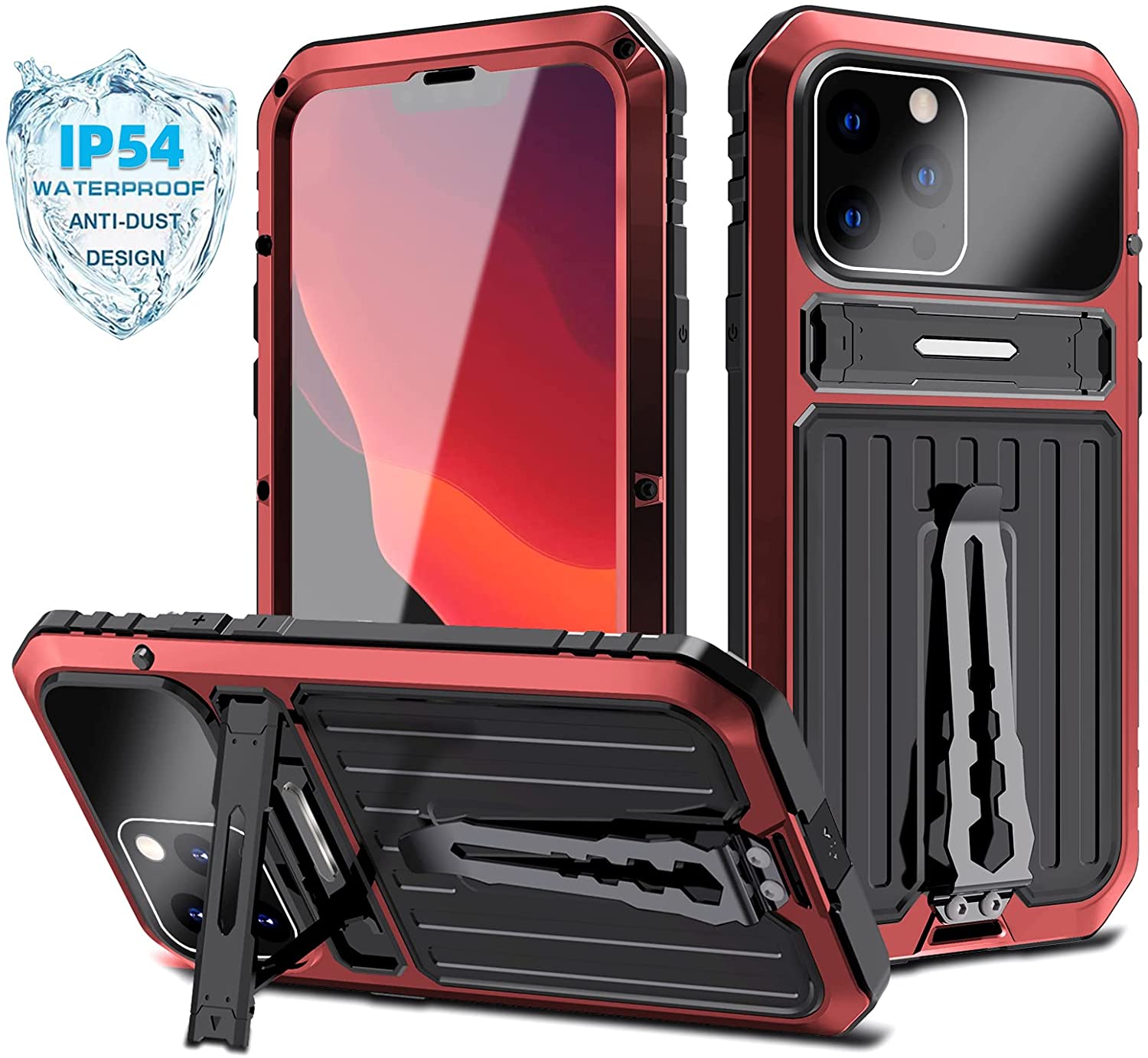 Premium iPhone 13 Metal Kickstand Holster Case - Heavy Duty Aluminum Protective Cover with Stand | Perfect for Outdoor Activities, Work & Travel