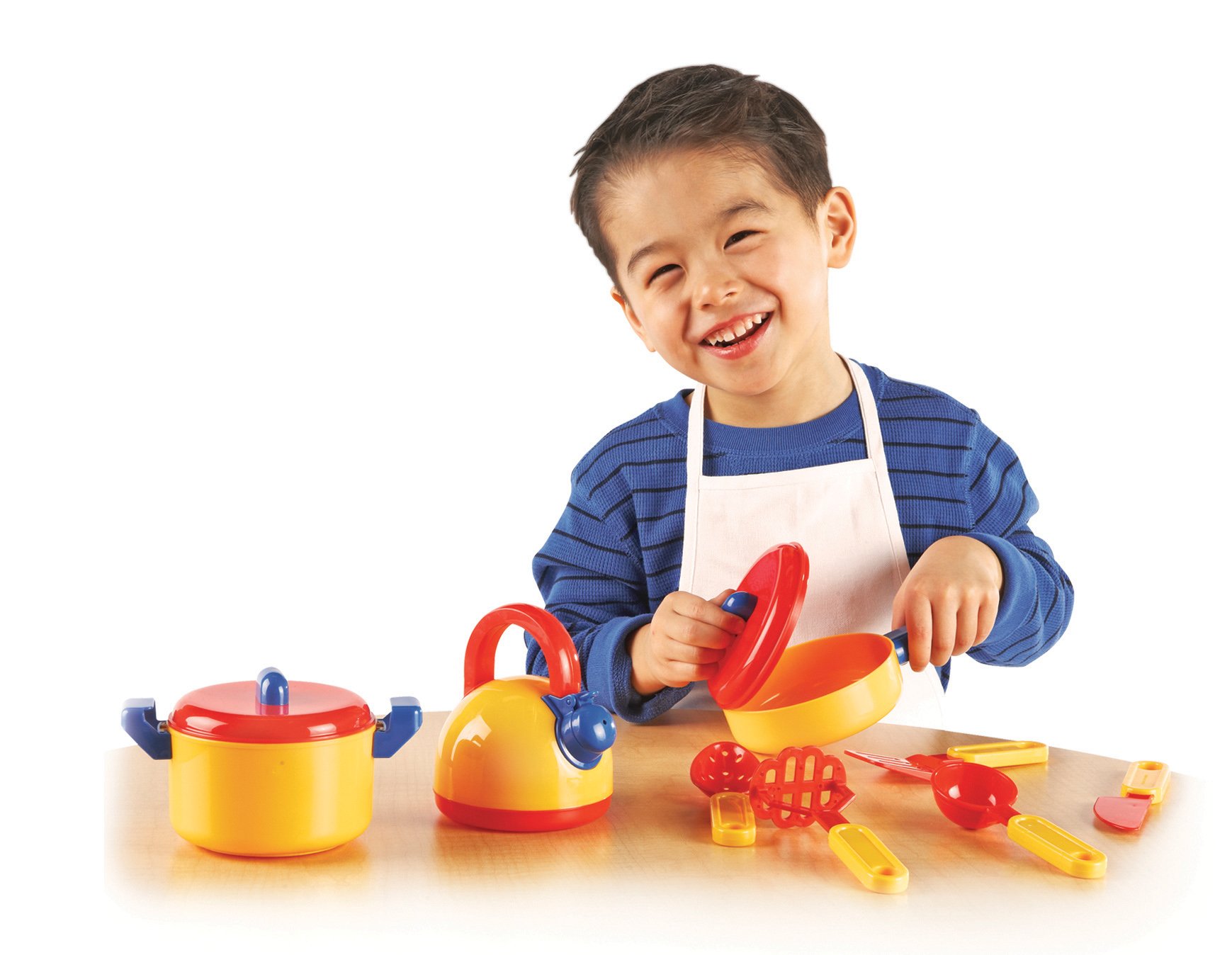 Learning Resources Pretend & Play Cooking Set - 10 Piece Kids Kitchen Toy Set for Toddlers Ages 3+, Pretend Play Food & Utensils for Preschool Learning, Educational Toys for Boys & Girls - Perfect for Home, Classroom & Daycare Role Play Activities