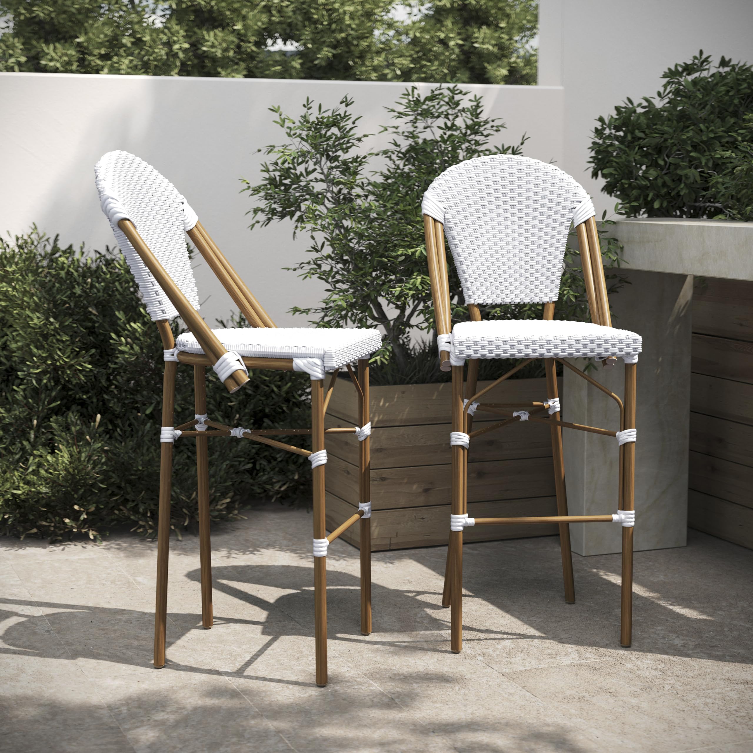 Flash Furniture Lourdes Commercial Grade Bistro Bar Stools, Set of 2 - 30