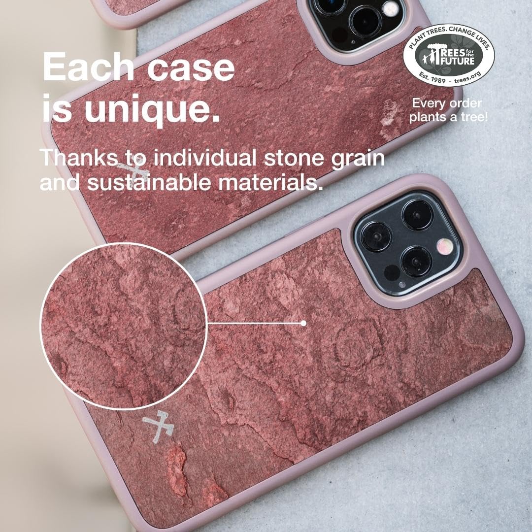 WOODCESSORIES Real Stone Phone Case for iPhone 12 Pro Max - EcoBump Stone (Canyon Red) | Durable & Stylish Protection | Perfect for Outdoor Adventures & Daily Use