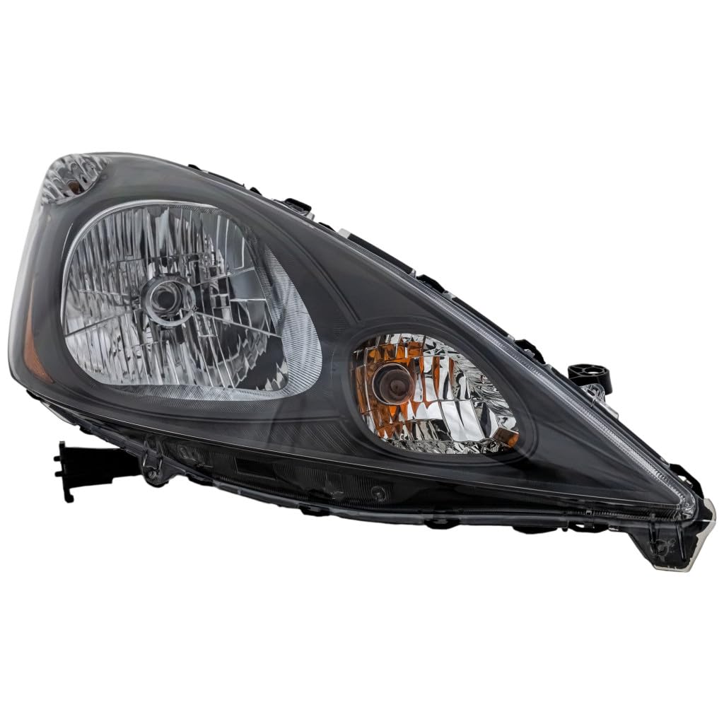 2009-2014 Honda Fit Passenger Side Headlight Assembly - Black Housing with Bulbs, DOT Certified (Replaces HO2503138) | CarLights360 | Perfect for Night Driving & Foggy Conditions