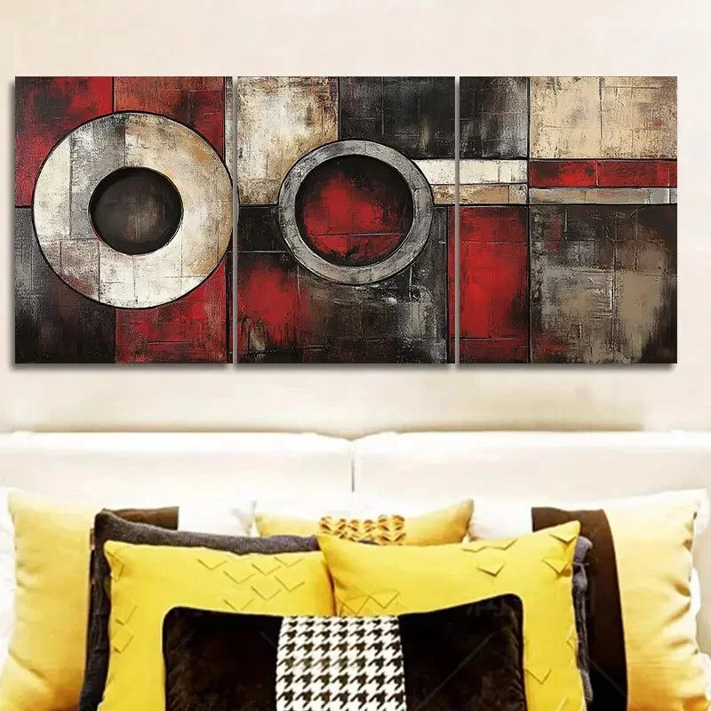 3-Piece Abstract Circle & Ring Wall Art Set - Framed Canvas 40x60cm | High Quality Print | 100% Australian Made | Ready to Hang | Perfect for Living Room, Bedroom & Office Decor