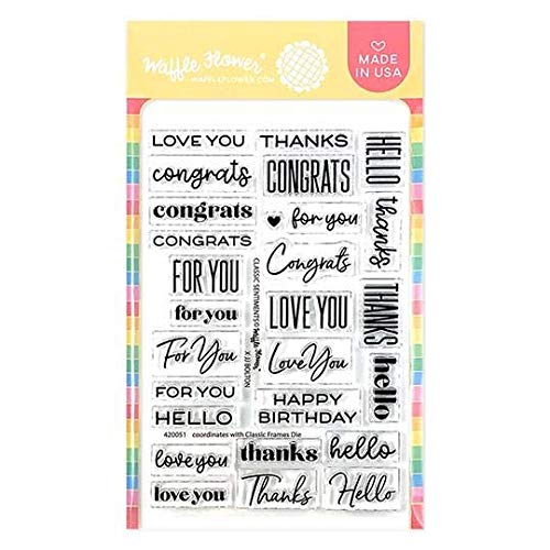 Waffle Flower Classic Sentiments Stamp Set - Essential Rubber Stamps for Handmade Greeting Cards, DIY Scrapbooking & Paper Crafting | Perfect for Birthday Cards, Wedding Invitations & Holiday Crafts