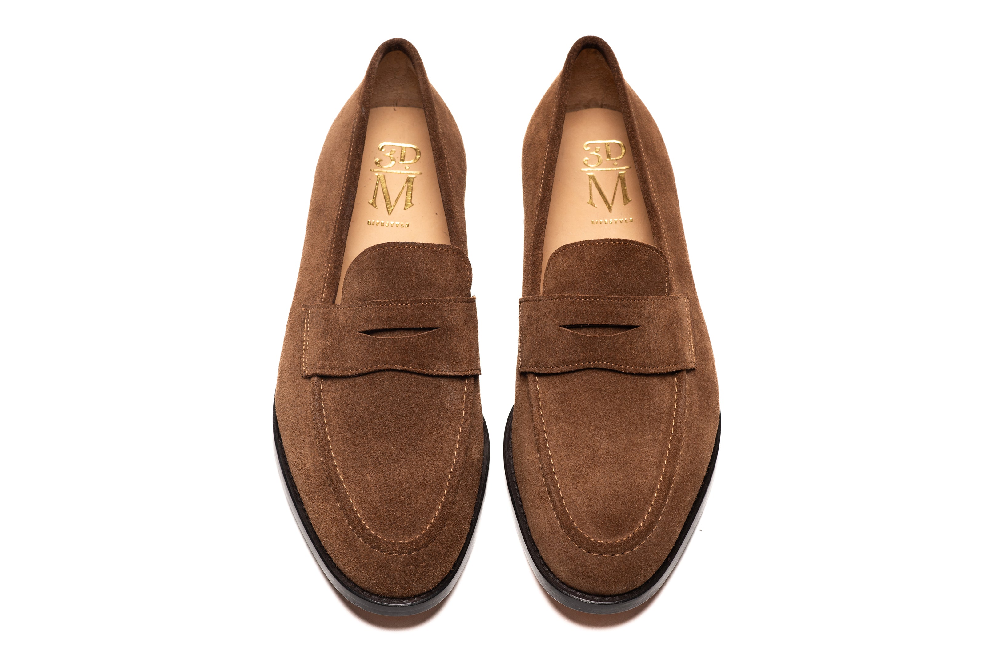 Premium Cognac Suede Penny Loafers for Men - Classic Comfortable Slip-On Dress Shoes for Business, Casual & Office Wear