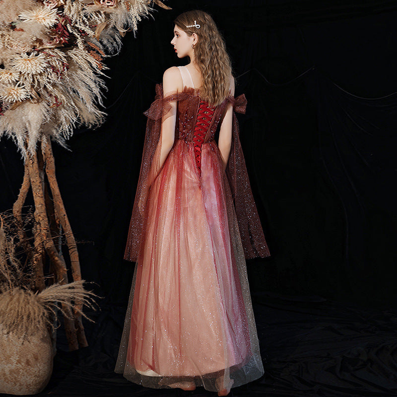 Elegant Burgundy A-Line Tulle Prom Dress - Shiny Formal Evening Gown for Homecoming & Special Occasions | Perfect for Prom Night, Wedding Guest & Black Tie Events