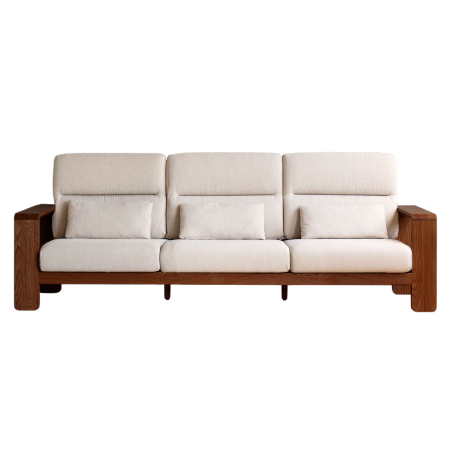 107.4x35.8x38.1 inch / 273x91x97 cm / Walnut Color / three-seater sofa imitation cotton sofa