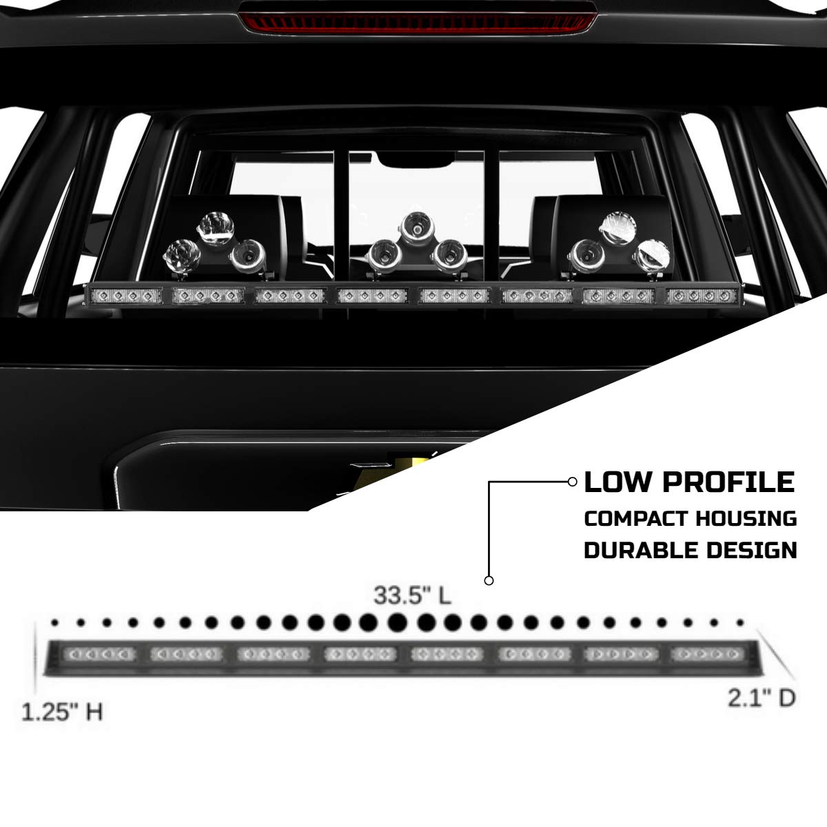 SpeedTech Lights Striker TIR 8-Head LED Traffic Advisor Light Bar - Emergency Vehicle Strobe Warning Light for Police Cars, Ambulance, Fire Trucks & Construction Vehicles - High Visibility Safety Beacon for Roadside Emergencies & Traffic Control