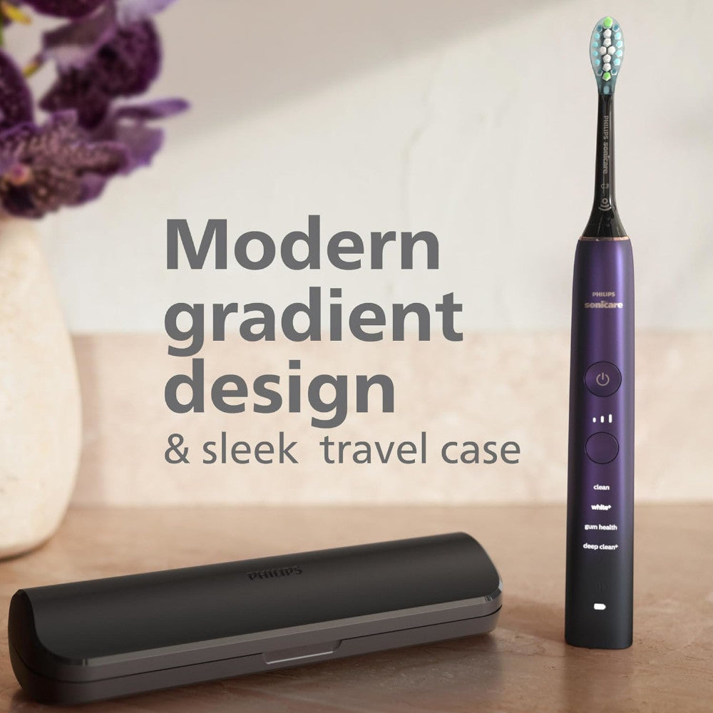 PHILIPS HX9911/91 Sonicare 9000 Series Electric Toothbrush - Premium Rechargeable Power Toothbrush with Smart Sensor & 3 Brush Heads - Perfect for Travel & Home Oral Care