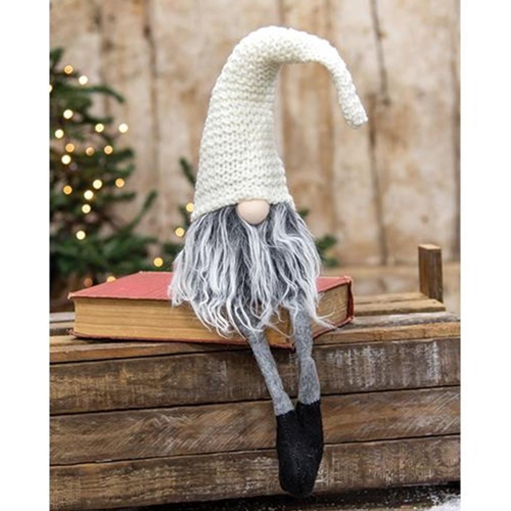 Gray Santa Gnome Plush Toy with Dangling Legs - Perfect for Christmas Decorations, Gifts, and Holiday Home Decor