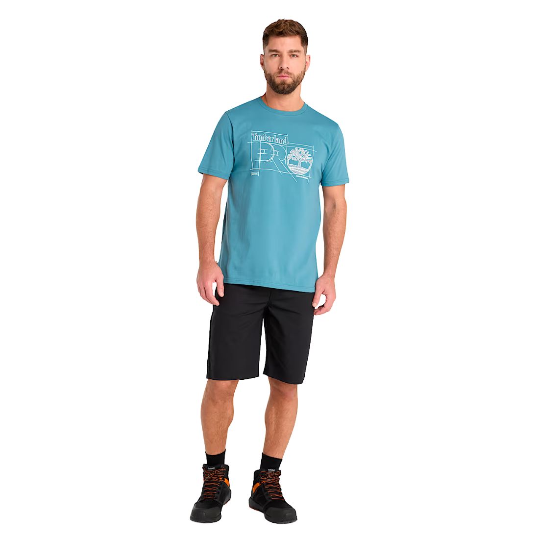 Timberland PRO® Men's Short Sleeve Work T-Shirt - Moisture Wicking & Breathable Blueprint Design (Bluestone) | Ideal for Construction, Landscaping & Outdoor Jobs