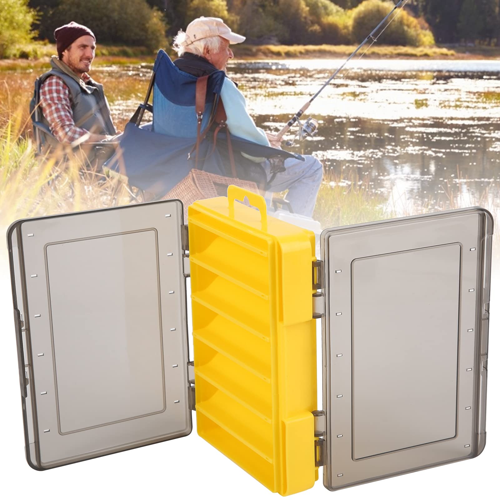 Ubersweet® Fishing Hook Storage Box - Durable Polypropylene Material for Long Service Life | Waterproof & Practical Fishing Accessories for Hooks, Lures & Tackle | Ideal for Saltwater & Freshwater Fishing Trips, Boat & Shore Fishing (Yellow)