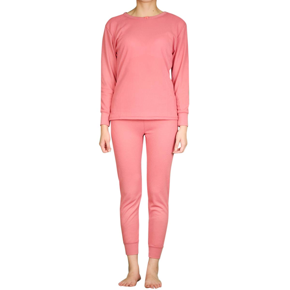 LAVRA Women's Cotton Thermal Underwear Set - Waffle Knit Long Johns Top & Pants for Winter Warmth | Cozy Pajamas for Cold Weather, Sleeping & Outdoor Activities