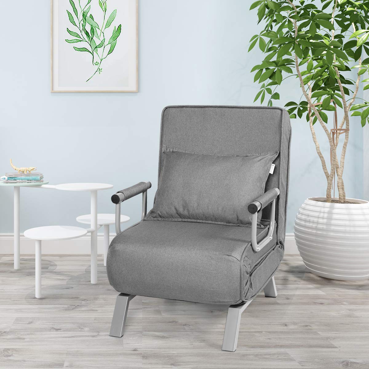 BANGTANE 3-in-1 Convertible Sofa Bed - Adjustable Backrest, Removable Cover & Pillow - Folding Sleeper Chair for Living Room, Bedroom, Office - Perfect for Small Spaces, Guest Sleeping & Relaxing (Grey)