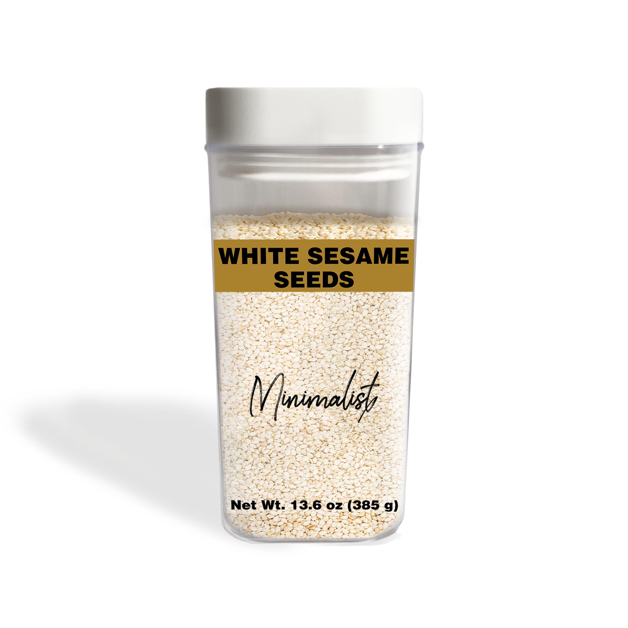Organic White Sesame Seeds 13.6 oz - Non-GMO, Crunchy Topping for Sushi, Salads & Chicken - Minimalist Reusable Packaging - Perfect for Asian Cooking, Baking & Healthy Snacks