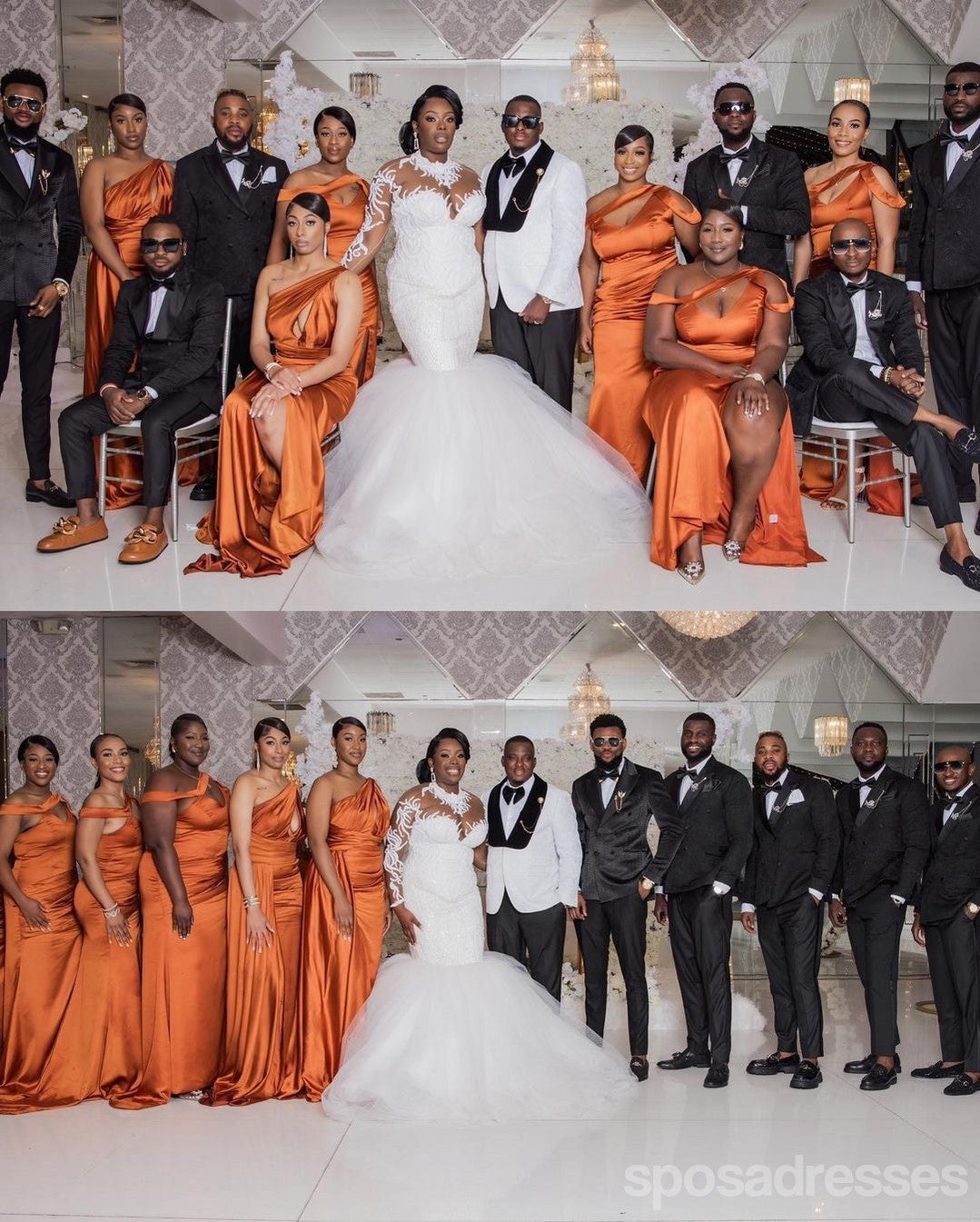 Elegant Burnt Orange Mermaid Maxi Bridesmaid Dress for Weddings - WG1780 | Flowy Long Formal Gown for Beach, Church & Outdoor Ceremonies