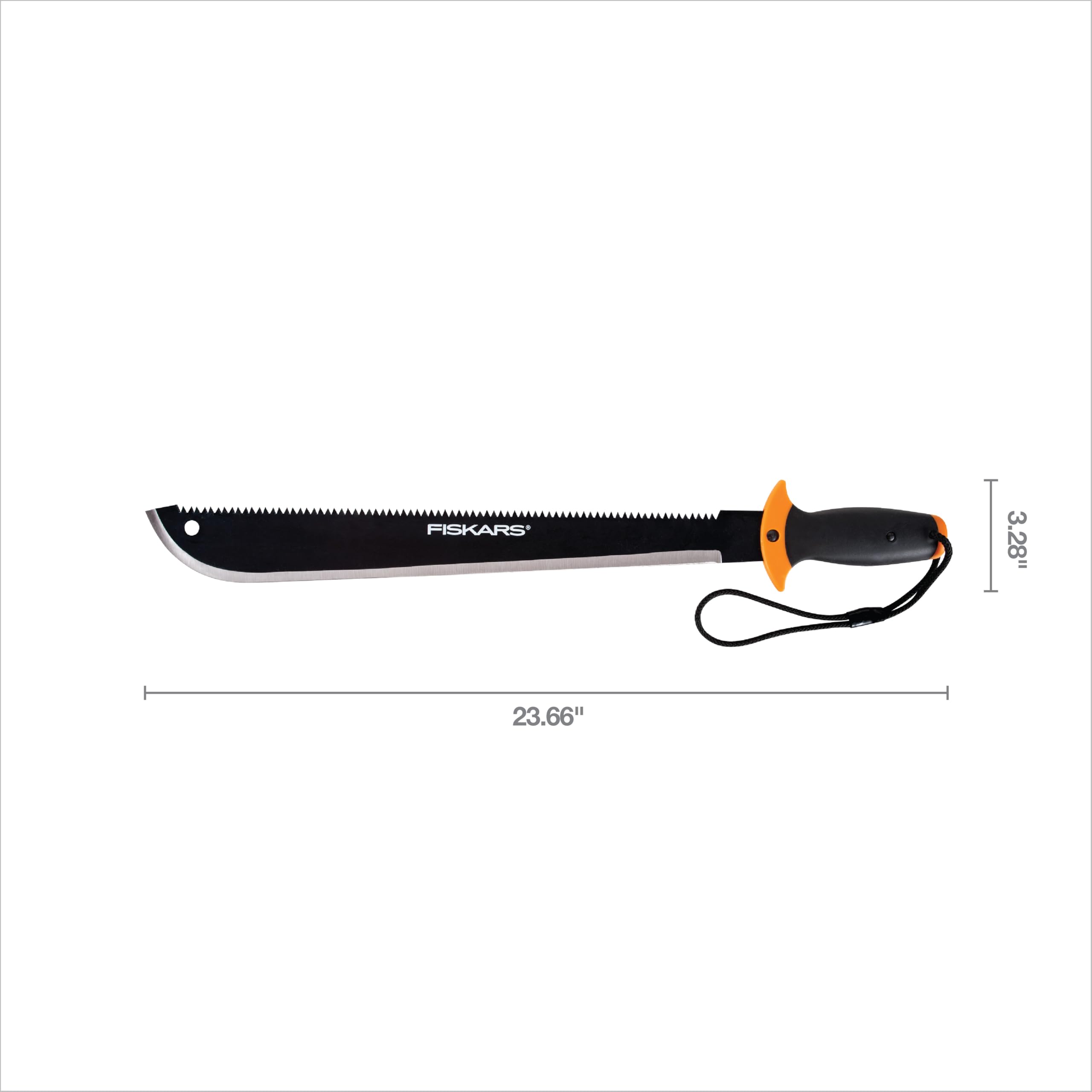 Fiskars 18-Inch Machete Saw with Tempered Steel Blade - One-Handed Grip Handle & Secure Wrist Lanyard - Perfect for Camping, Hiking, and Outdoor Survival Gear