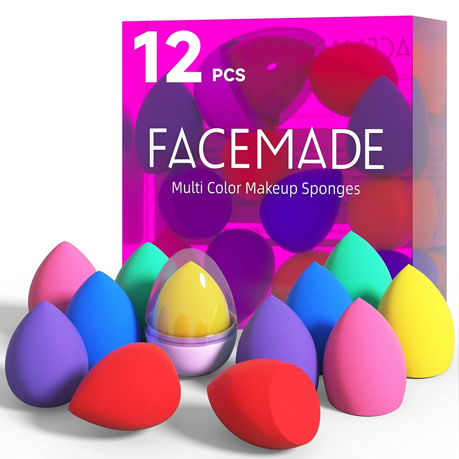 12 PCS Makeup Sponge Set with Holder - Beauty Blender for Foundation, Liquid, Cream & Powder - Multi-Color Cosmetic Sponges for Flawless Makeup Application - Perfect for Professional Artists & Home Use