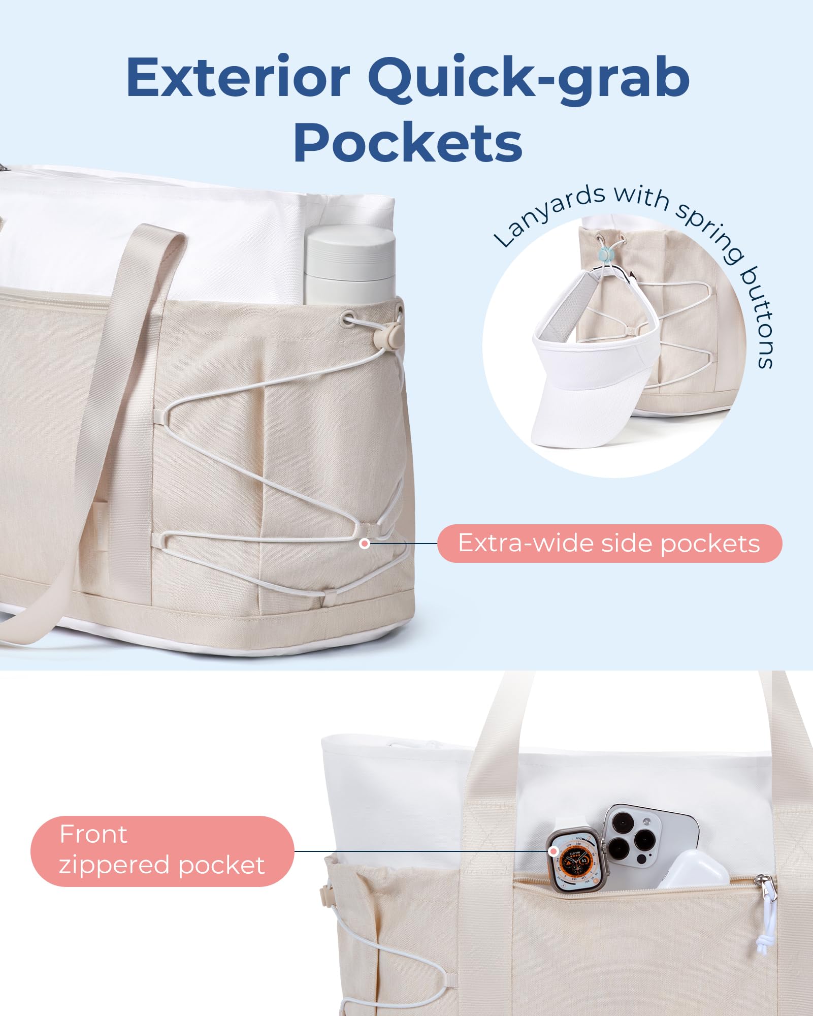BAGSMART Foldable Travel Tote Bag for Women - 30L Large Zippered Beach & Gym Bag - Perfect for Vacation, Workout, Shopping & Daily Use