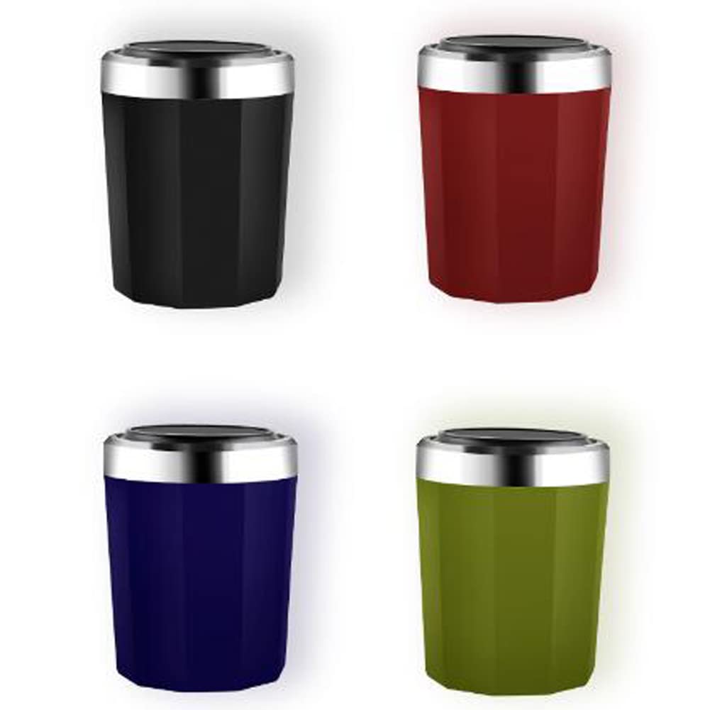 Portable Automatic Car Ashtray with Lid - Windproof LED Light Metal Liner, Detachable Mini Car Trash Can for Smokers | Multifunctional Smokeless Ashtray for Outdoor Travel, Camping & Road Trips (Green)