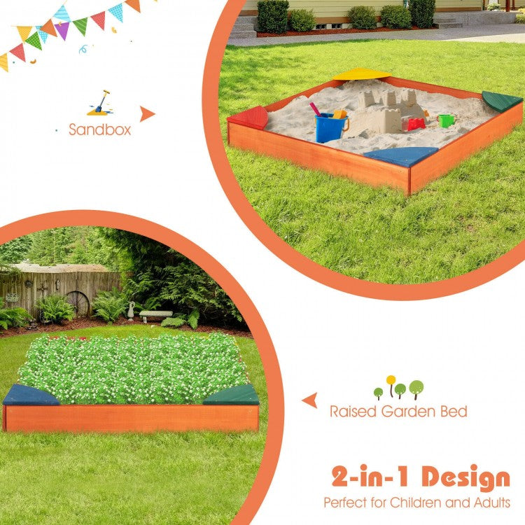 Kids Outdoor Wooden Sandbox with Built-in Corner Seats - Durable Backyard Play Sand Box for Toddlers & Children - Perfect for Outdoor Playtime, Garden Activities & Sensory Development
