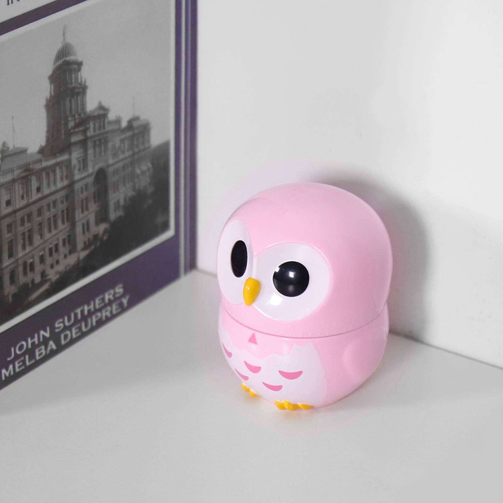 Cute Owl Shape Kitchen Timer - 55 Minute Mechanical Rotating Cooking Timer with Loud Alarm | Retro Style Baking Timer for Kitchen, BBQ, Baking & Crafts (Pink)