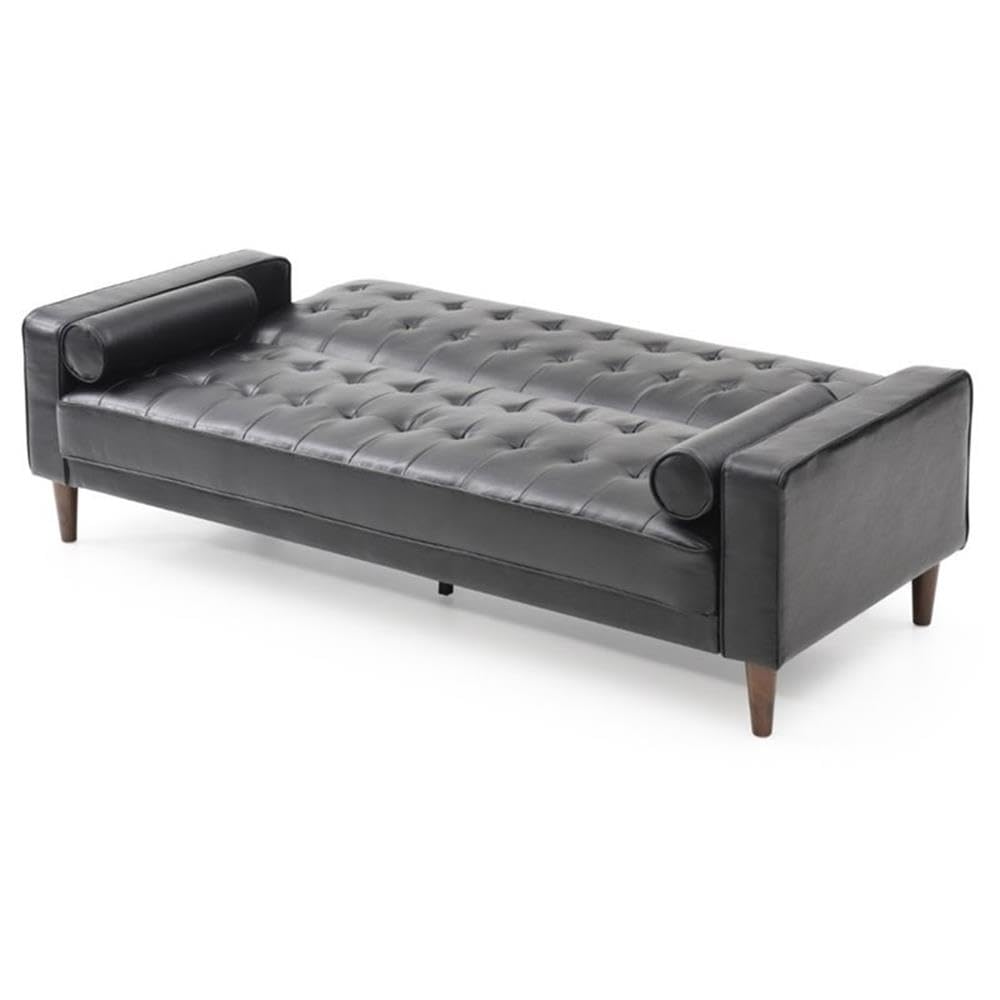 Glory Furniture Andrews Black Faux Leather Sleeper Sofa - Convertible Couch Bed for Small Spaces, Living Room & Guest Room