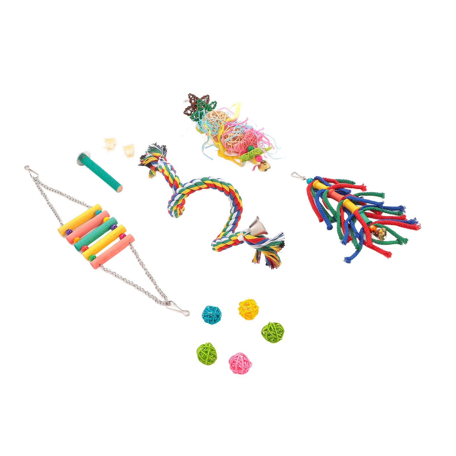GLOGLOW Bird Swing Toys Set - Natural Safe Chewing Perch Stand with Fruit Fork for Parrots, Cockatiels & Small Birds - Fun Play & Exercise for Pet Birds at Home or Cage