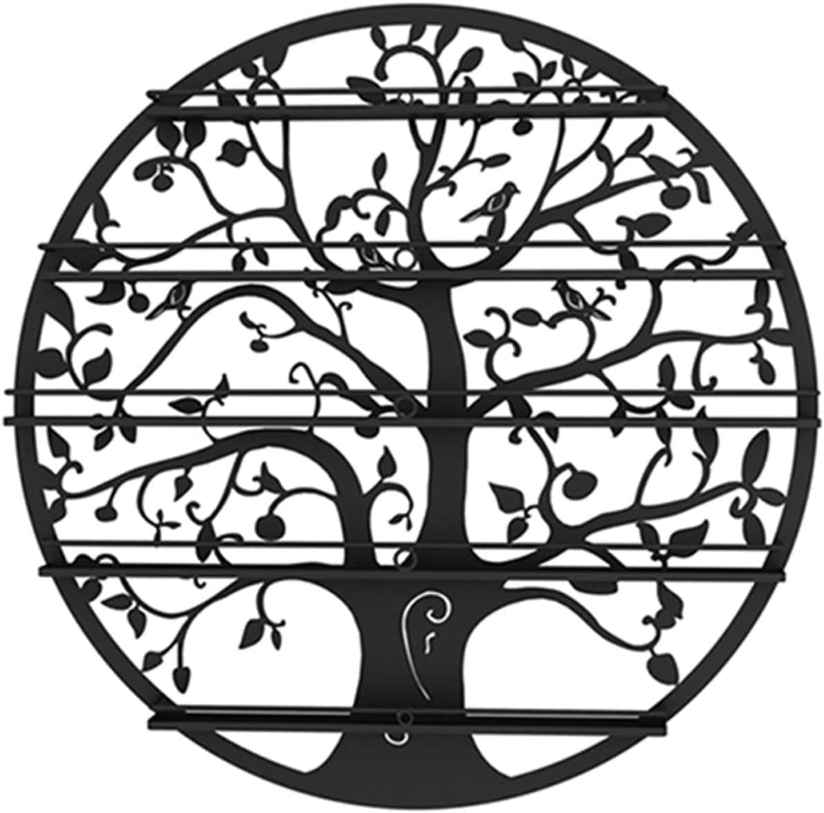 VAYONAA 5-Tier Wall Mounted Nail Polish & Essential Oil Organizer - Round Metal Salon Display Stand with Tree Silhouette Design for Lipstick, Perfume & Cosmetics Storage | Perfect for Nail Salons, Bathroom Vanity & Bedroom Decor