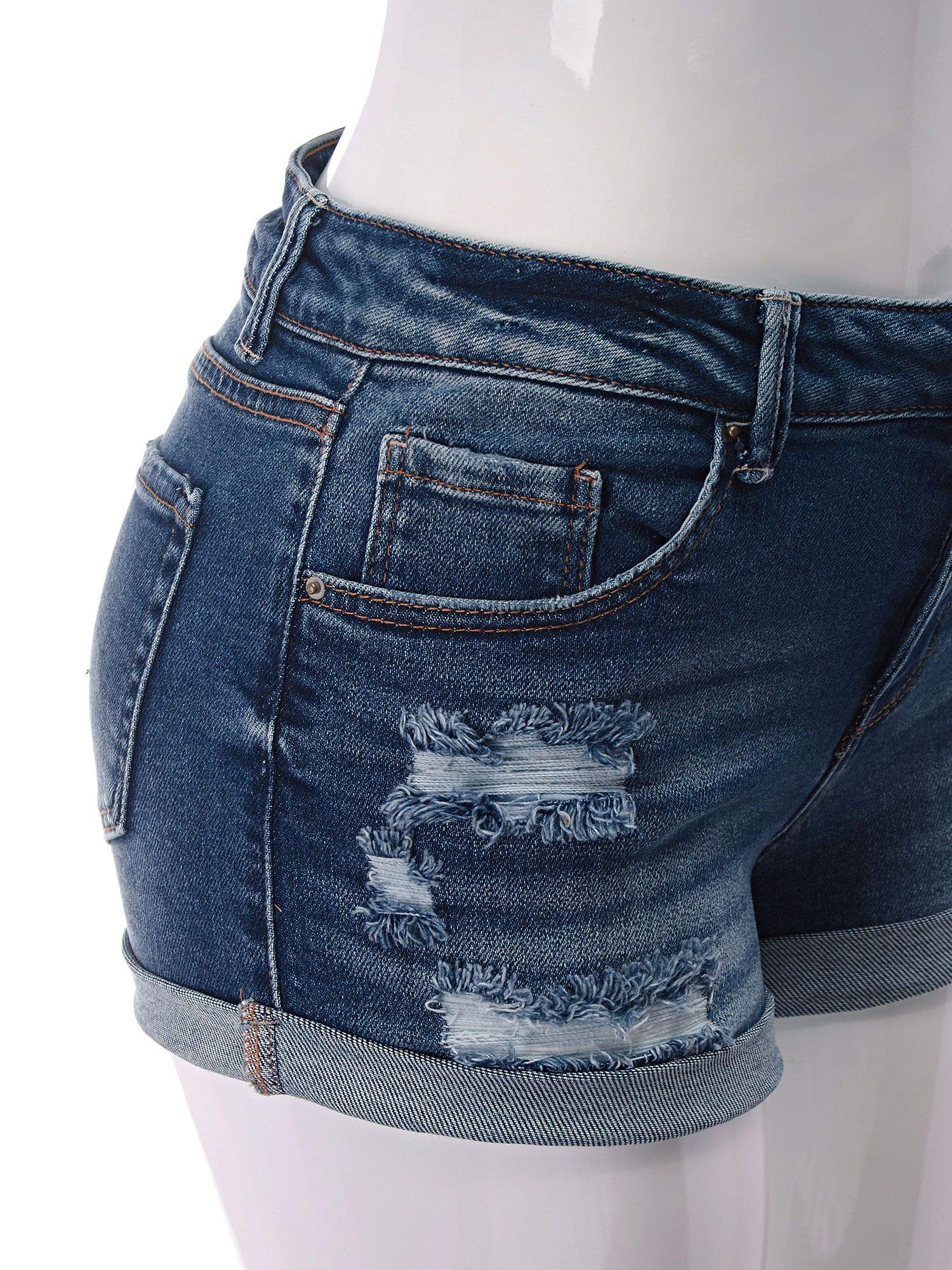 FashionMille Women's Distressed Ripped Denim Shorts with Folded Hem | Casual Summer Jeans Shorts for Streetwear & Beach Outfits