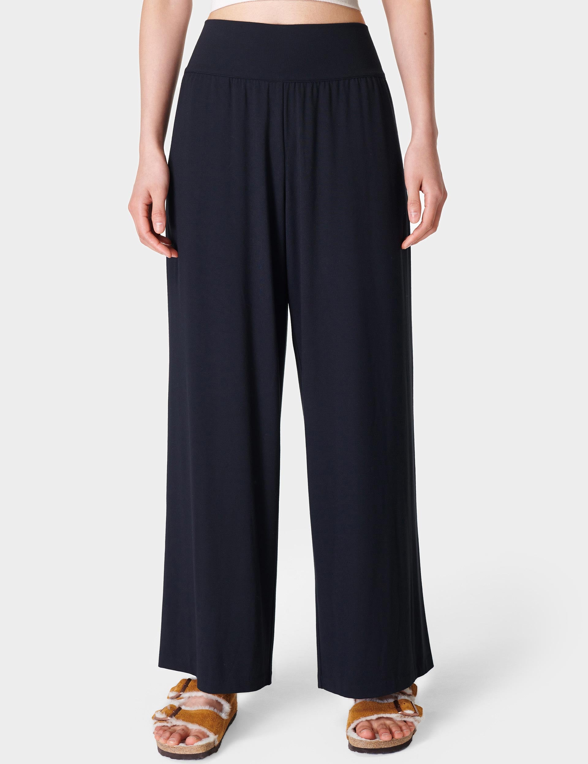 Premium Modal Wide Leg Pants for Women - Soft Stretchy High Waist Black Lounge Pants - Perfect for Yoga, Office Wear & Casual Outfits