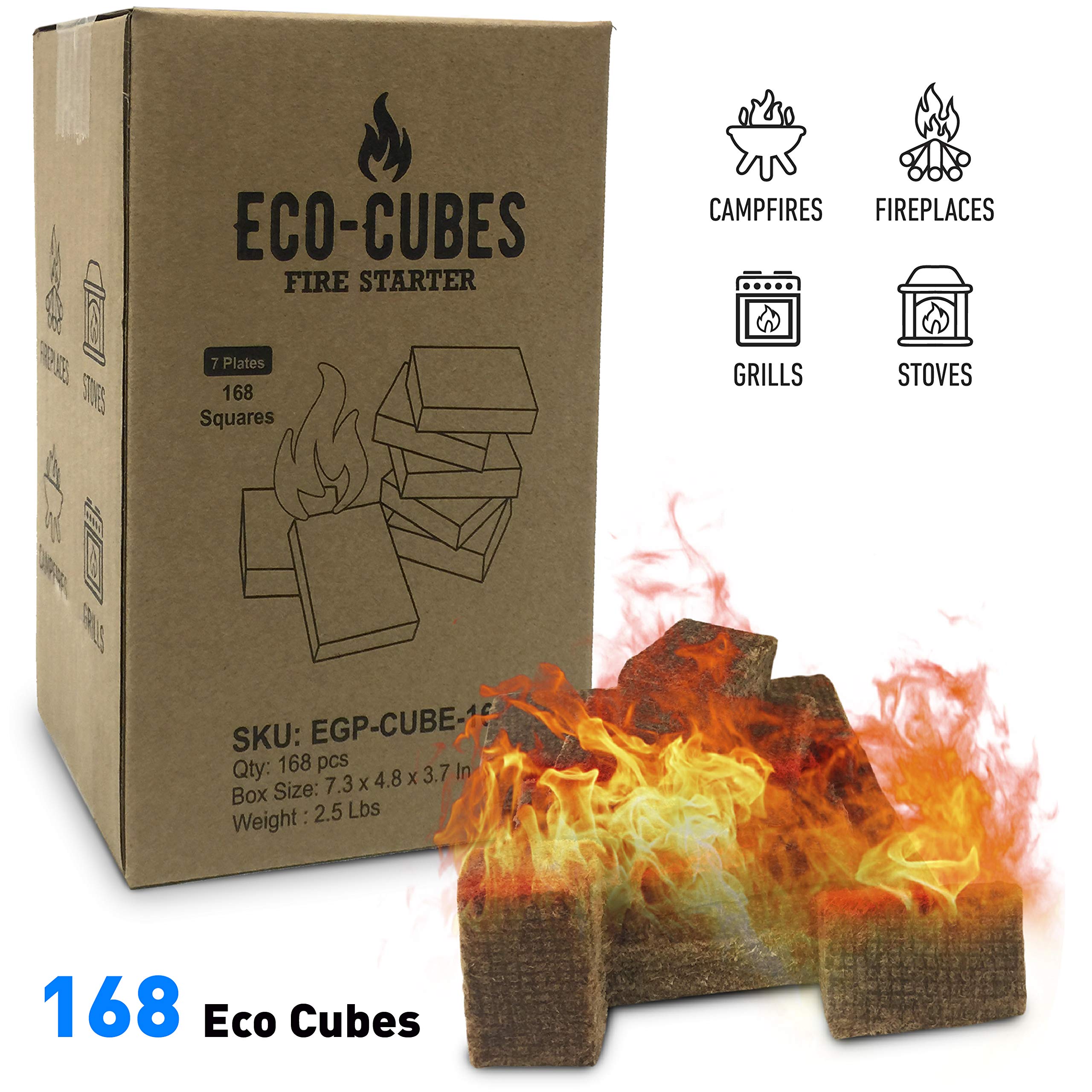 Eco-Friendly Fire Starter Cubes - Quick & Easy Fire Lighters for Chimney, Charcoal Grill, Fireplace, Camping & Pellet Stove - Perfect for Outdoor BBQ, Backyard Bonfire & Emergency Survival Kits
