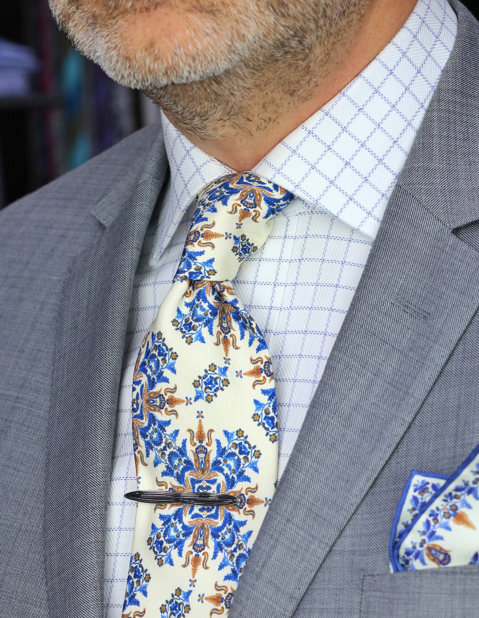 DÉCLIC Ashington Floral Tie for Men - Elegant Cream Silk Necktie - Perfect for Weddings, Business Meetings & Formal Events