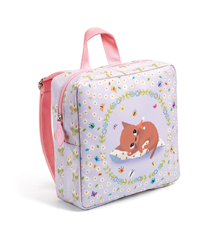 Djeco Cat Preschool Backpack for Kids - Cute & Durable School Bag for Boys & Girls - Perfect for Kindergarten, Daycare & Travel