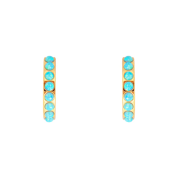 Fairley Blue Opal Crystal Midi Hoop Earrings for Women - Elegant Bohemian Dangle Earrings for Party, Wedding & Everyday Wear