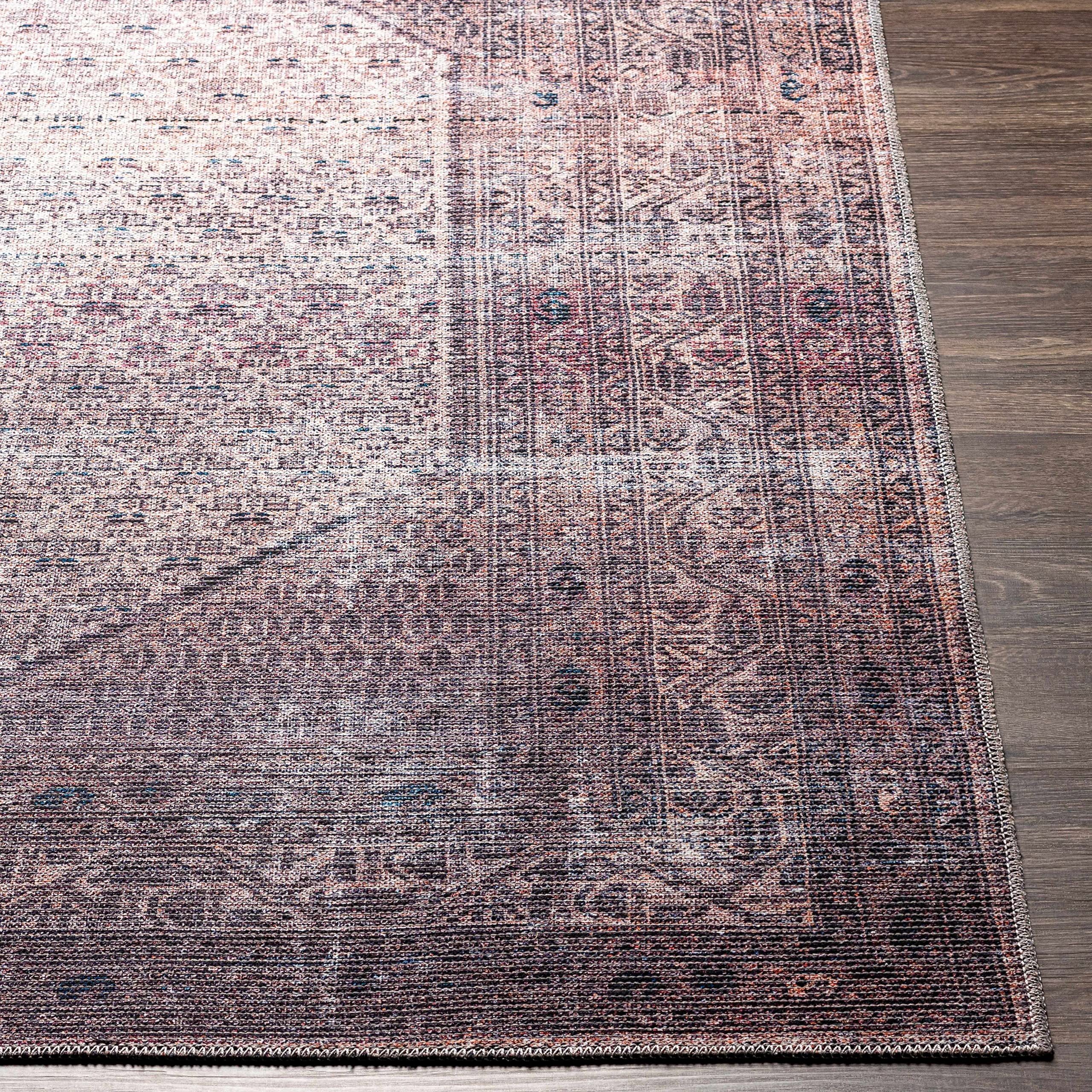 Hauteloom Bagacay Machine Washable Runner Rug - Traditional Design in Plum, Teal & Dusty Pink - 2'7