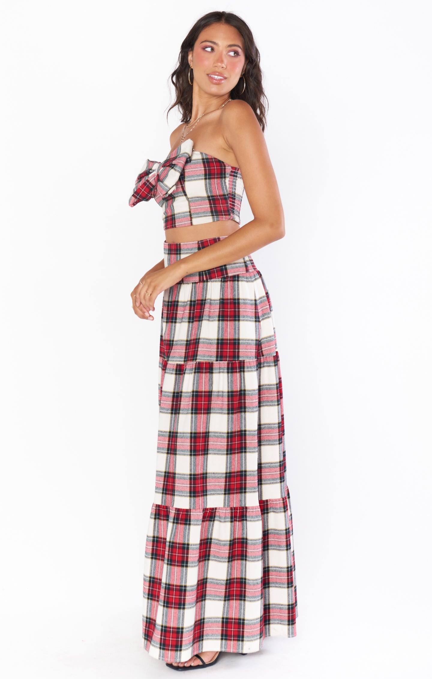 Melody Maxi Skirt - Women's Winter Plaid Long Skirt for Christmas & Holiday Parties | Warm A-Line Flowy Skirt with Pockets | Perfect for Office, Date Night & Seasonal Events