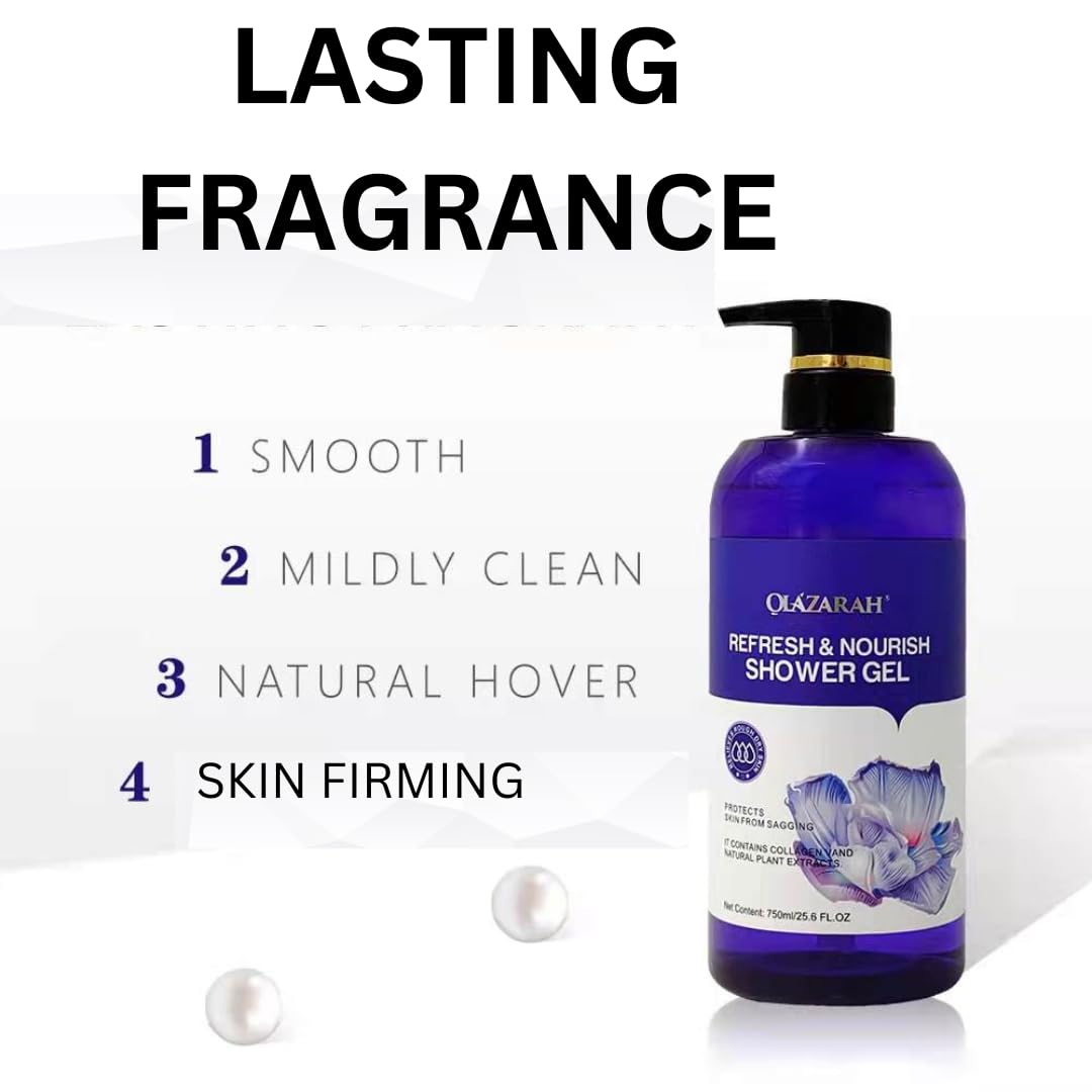 **Collagen-Infused Lavender Shower Gel with Natural Plant Extracts – Hydrating, Firming & Refreshing Body Wash – Paraben & Dye-Free – Pack of 3 – Perfect for Dry Skin & Relaxing Bath Time**